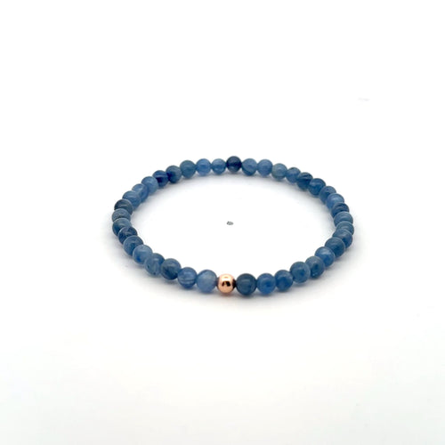 Natural Kyanite Gemstones Mini 4mm 18K Gold Charm Bead - Rafant