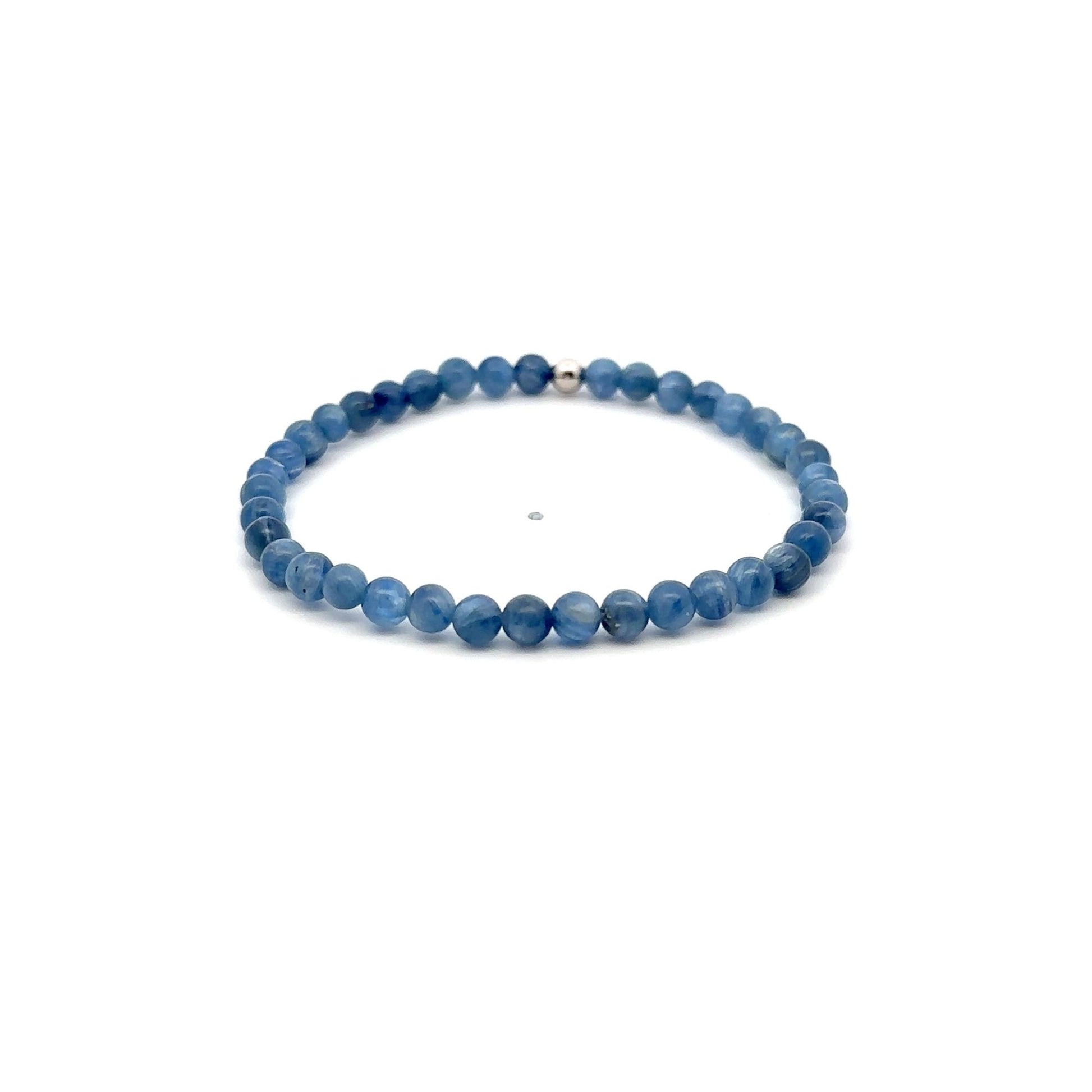 Natural Kyanite Gemstones Mini 4mm 18K Gold Charm Bead - Rafant