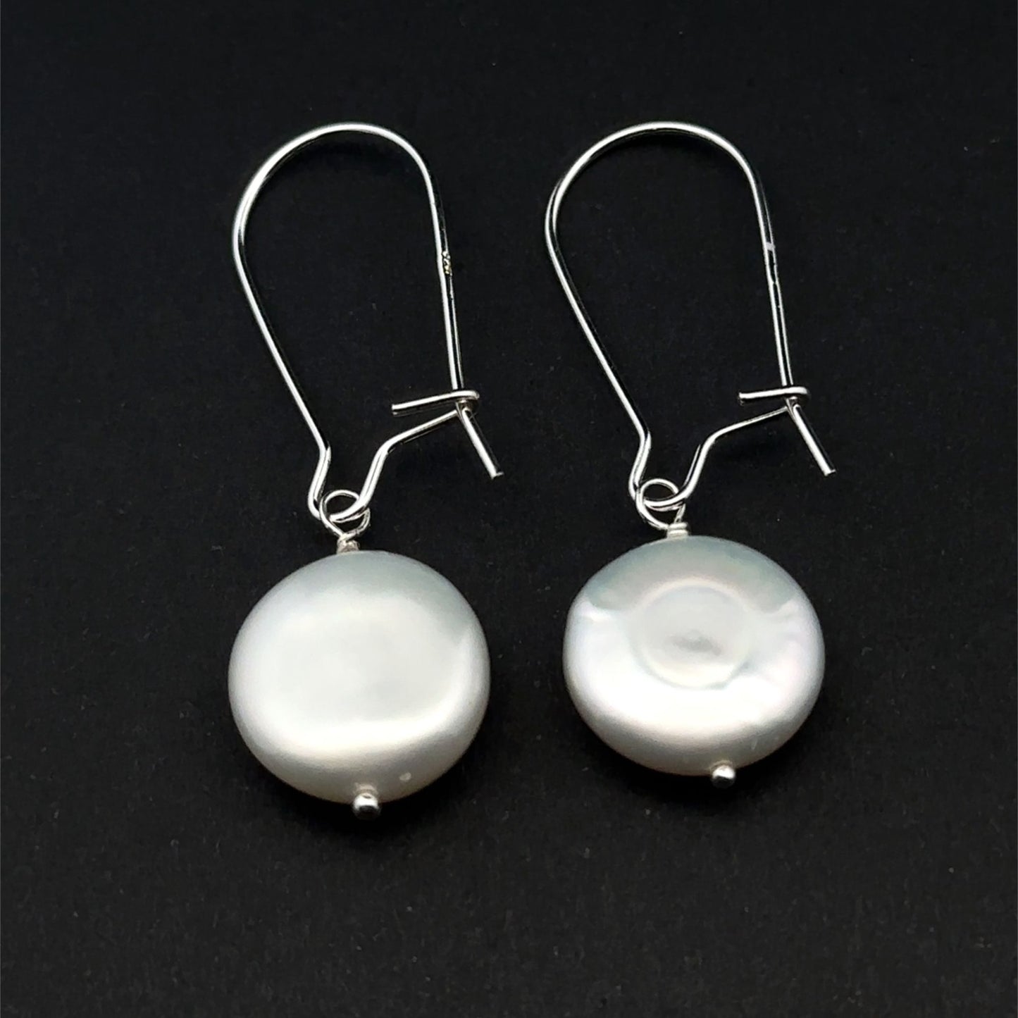 925 Sterling Silver Earrings Kidney EarWire Freshwater Coin Interchangeable Modular - Rafant