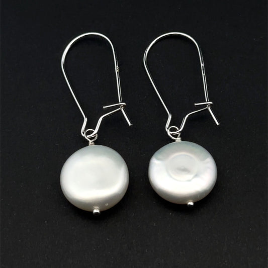 925 Sterling Silver Earrings Kidney EarWire Freshwater Coin Interchangeable Modular - Rafant