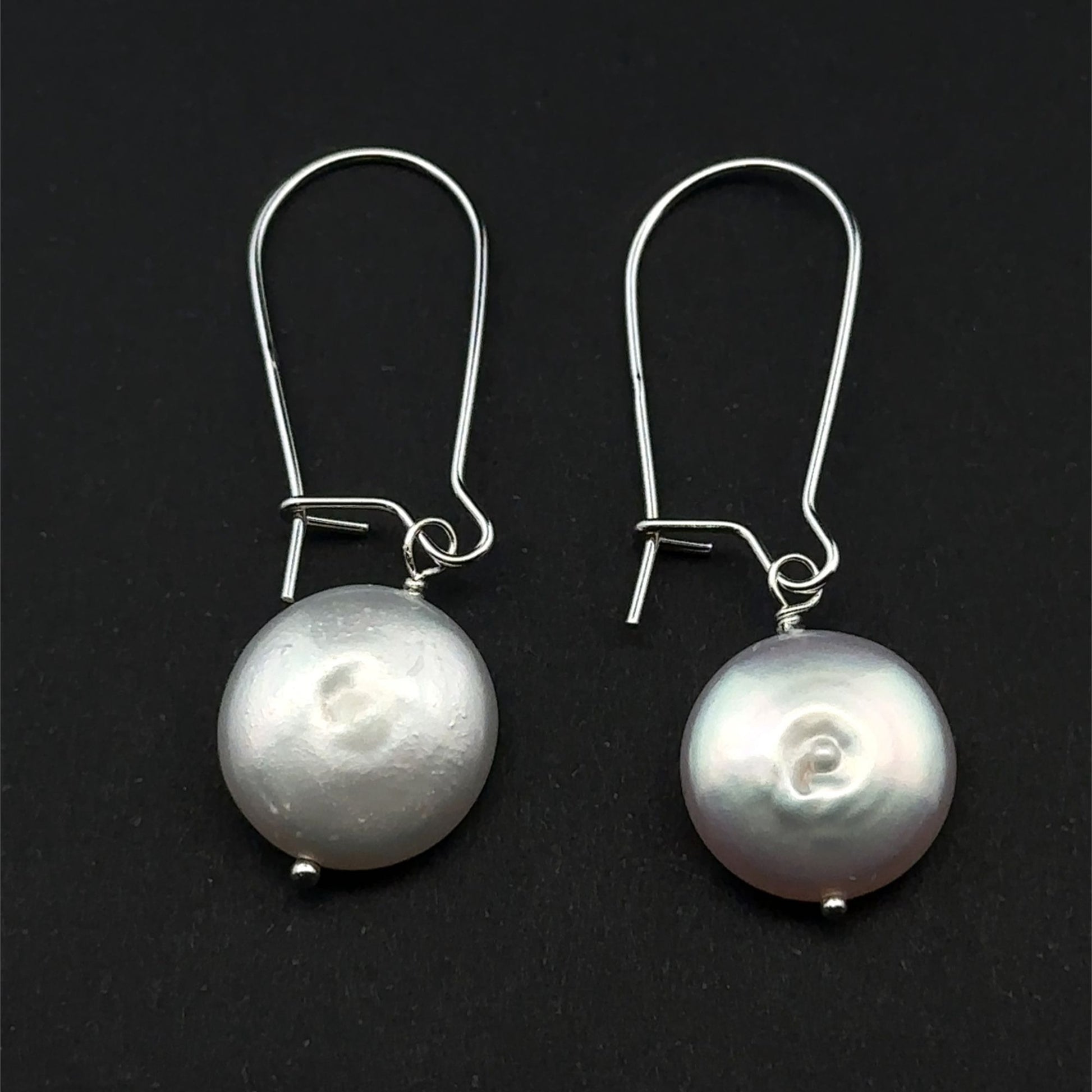 925 Sterling Silver Earrings Kidney EarWire Freshwater Coin Interchangeable Modular - Rafant