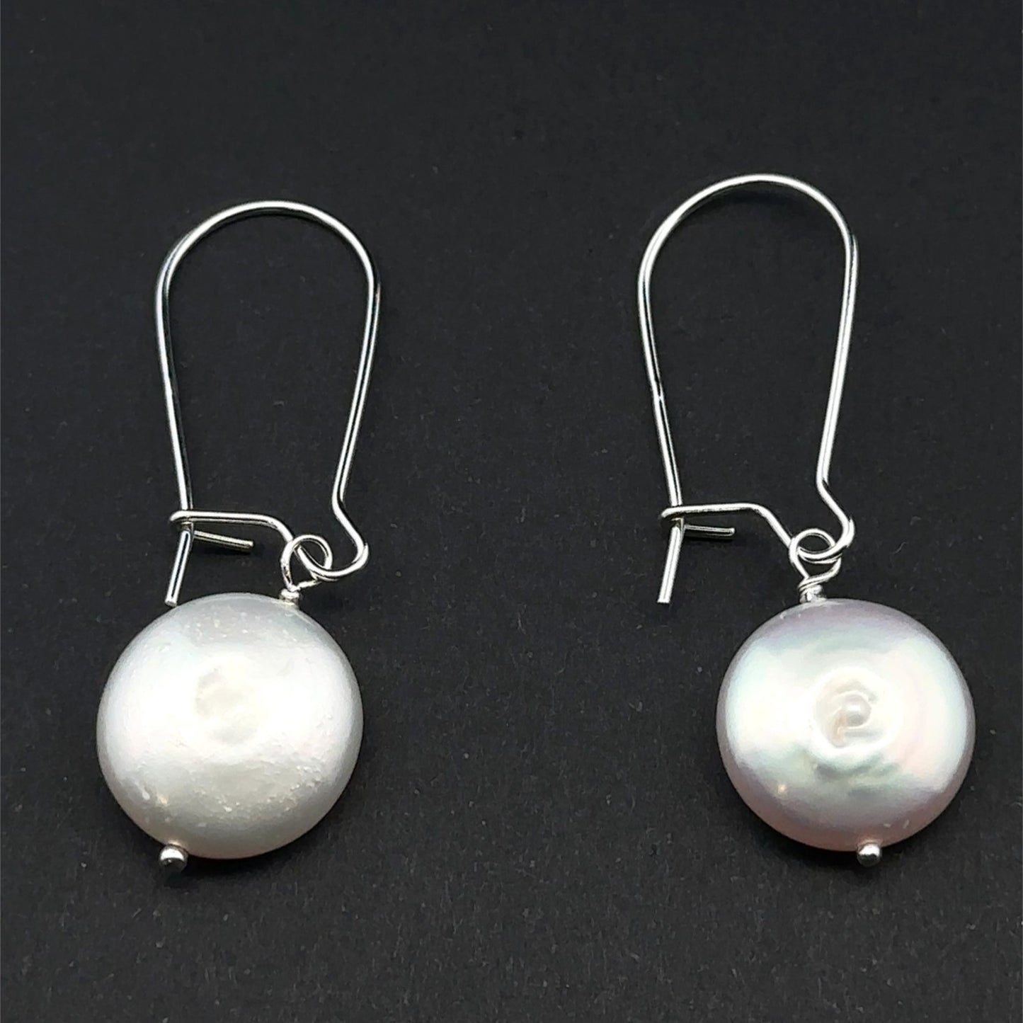 925 Sterling Silver Earrings Kidney EarWire Freshwater Coin Interchangeable Modular - Rafant