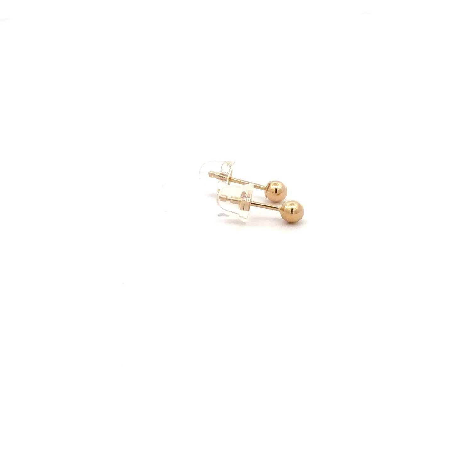 14K Gold Earrings Stud Ball Tiny 3mm Silicone Covered Backings - Rafant