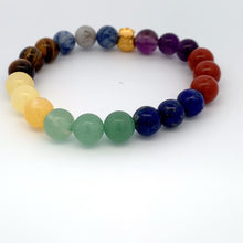 Load image into Gallery viewer, 24K Gold Money Bag Lucky Charm Bracelet Gemstones Natural Rainbow Chakra Size 6&quot; - Rafant

