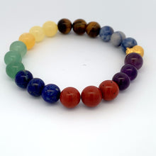 Load image into Gallery viewer, 24K Gold Money Bag Lucky Charm Bracelet Gemstones Natural Rainbow Chakra Size 6&quot; - Rafant
