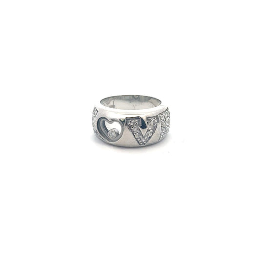 925 Sterling Silver Ring LOVE Heart Cubic Zirconia Size 6 - Rafant