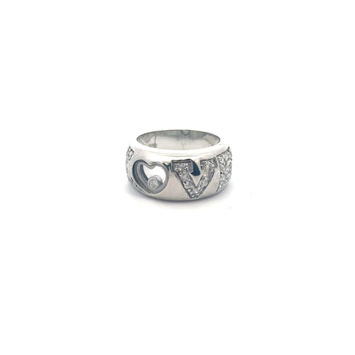 925 Sterling Silver Ring LOVE Heart Cubic Zirconia Size 6 - Rafant