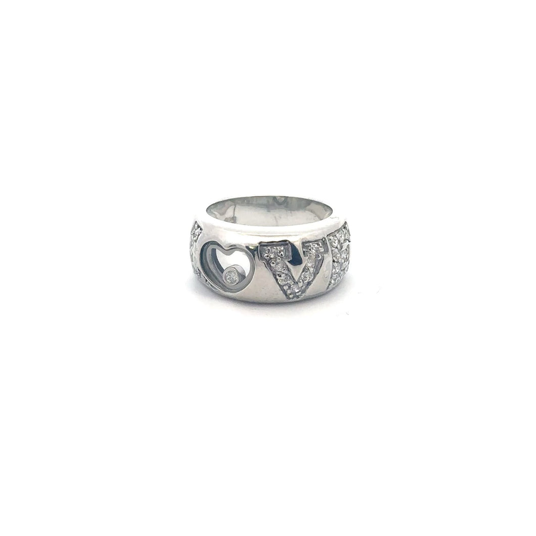 925 Sterling Silver Ring LOVE Heart Cubic Zirconia Size 6 - Rafant