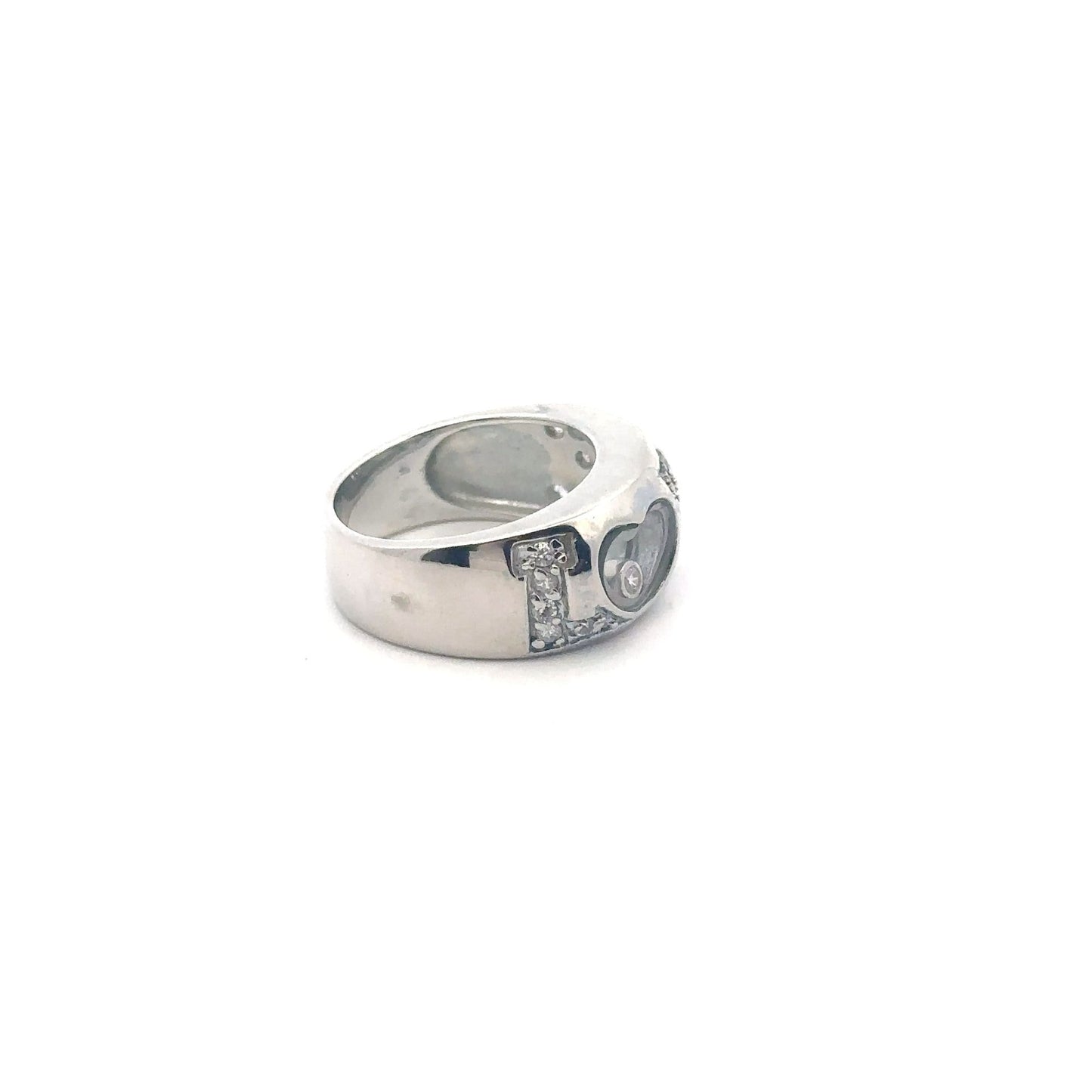 925 Sterling Silver Ring LOVE Heart Cubic Zirconia Size 6 - Rafant