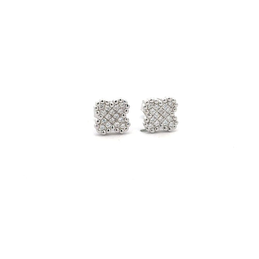 925 Sterling Silver Earrings Stud Flower Cubic Zirconia - Rafant