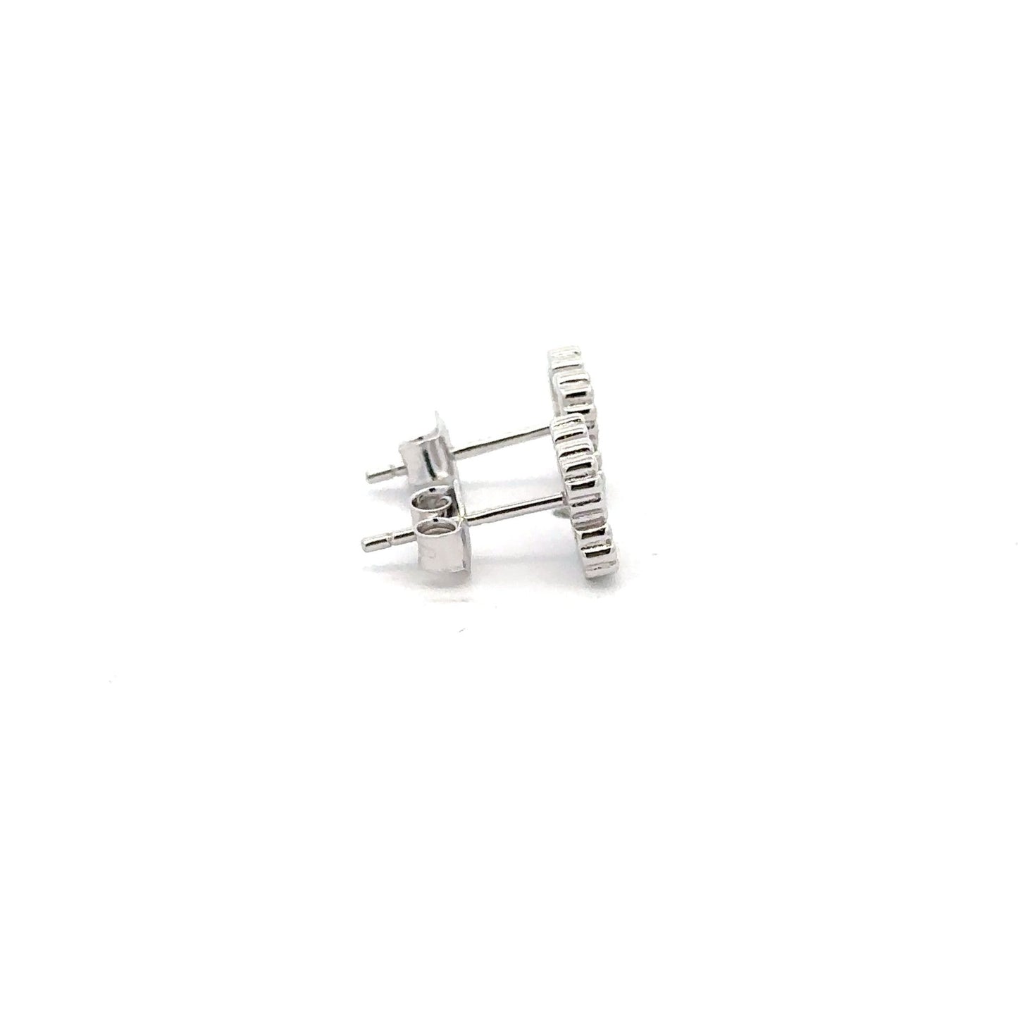 925 Sterling Silver Earrings Stud Flower Cubic Zirconia - Rafant