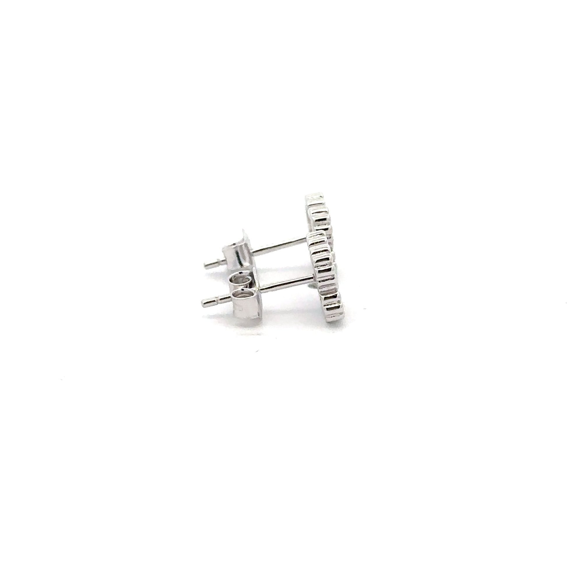 925 Sterling Silver Earrings Stud Flower Cubic Zirconia - Rafant