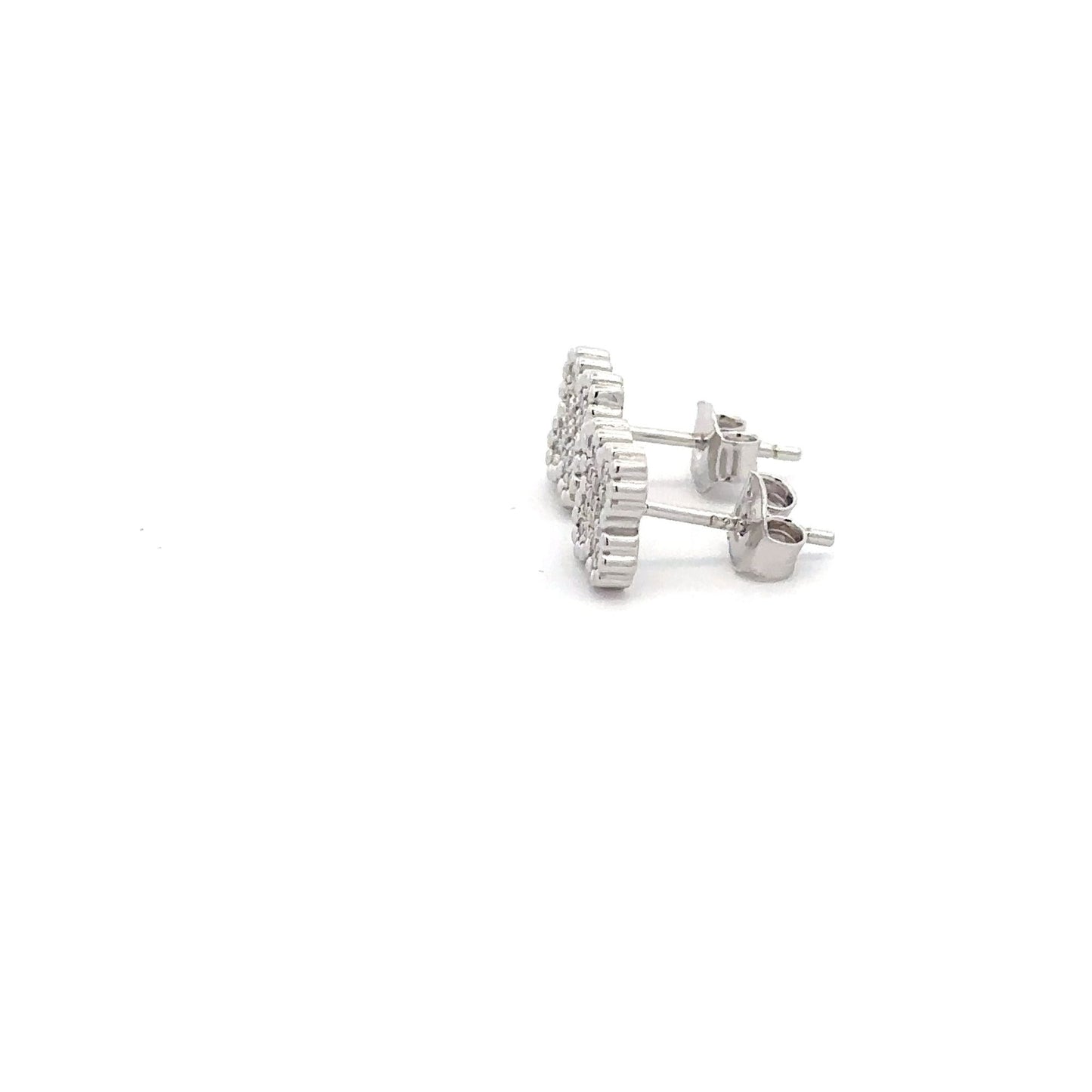 925 Sterling Silver Earrings Stud Flower Cubic Zirconia - Rafant