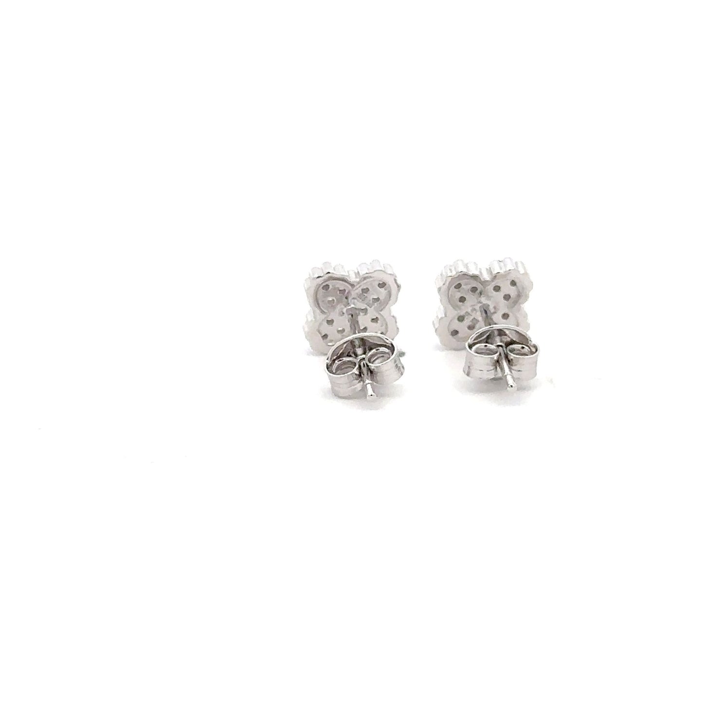 925 Sterling Silver Earrings Stud Flower Cubic Zirconia - Rafant