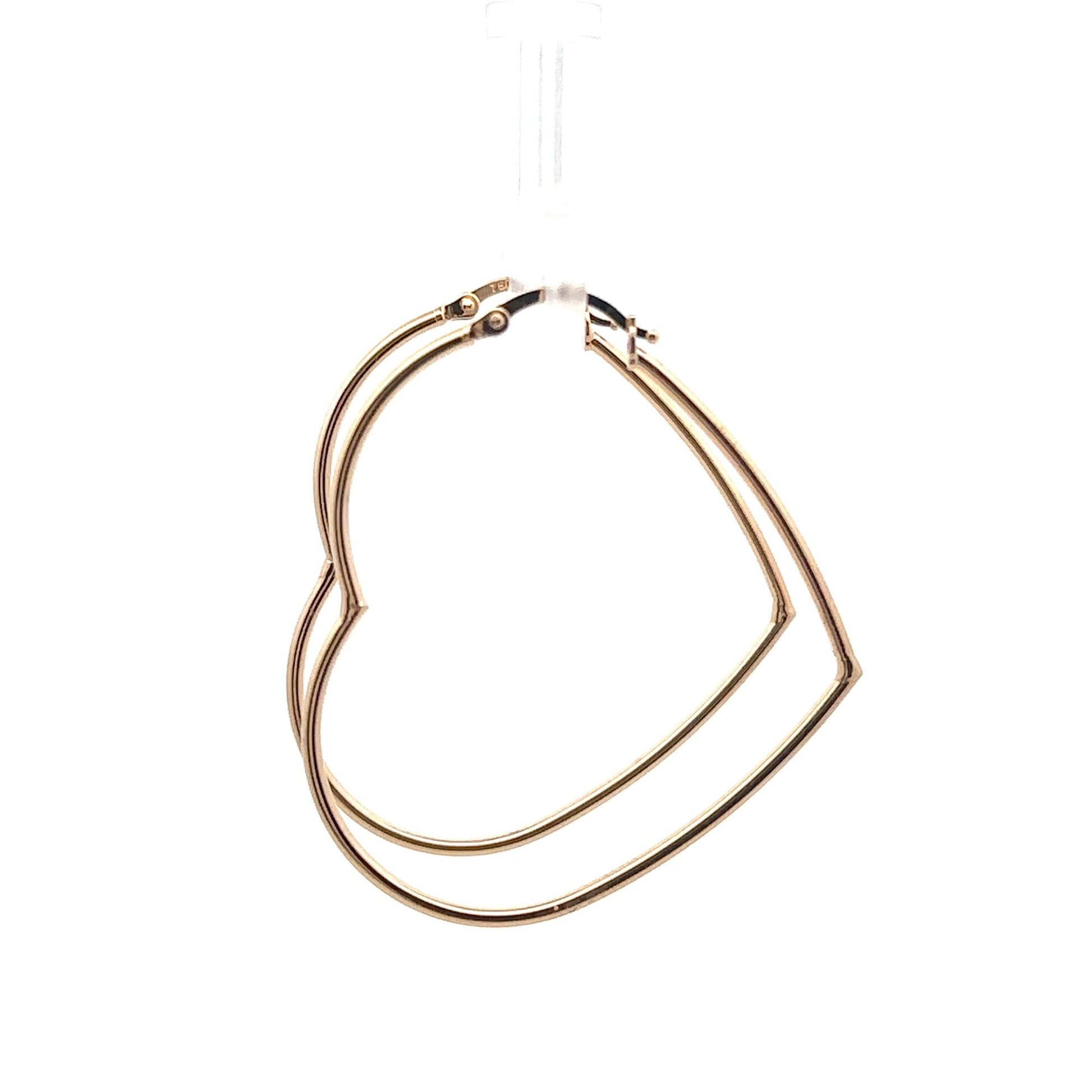 18K Gold Earrings Hoops Loops Heart Extra Large - Rafant