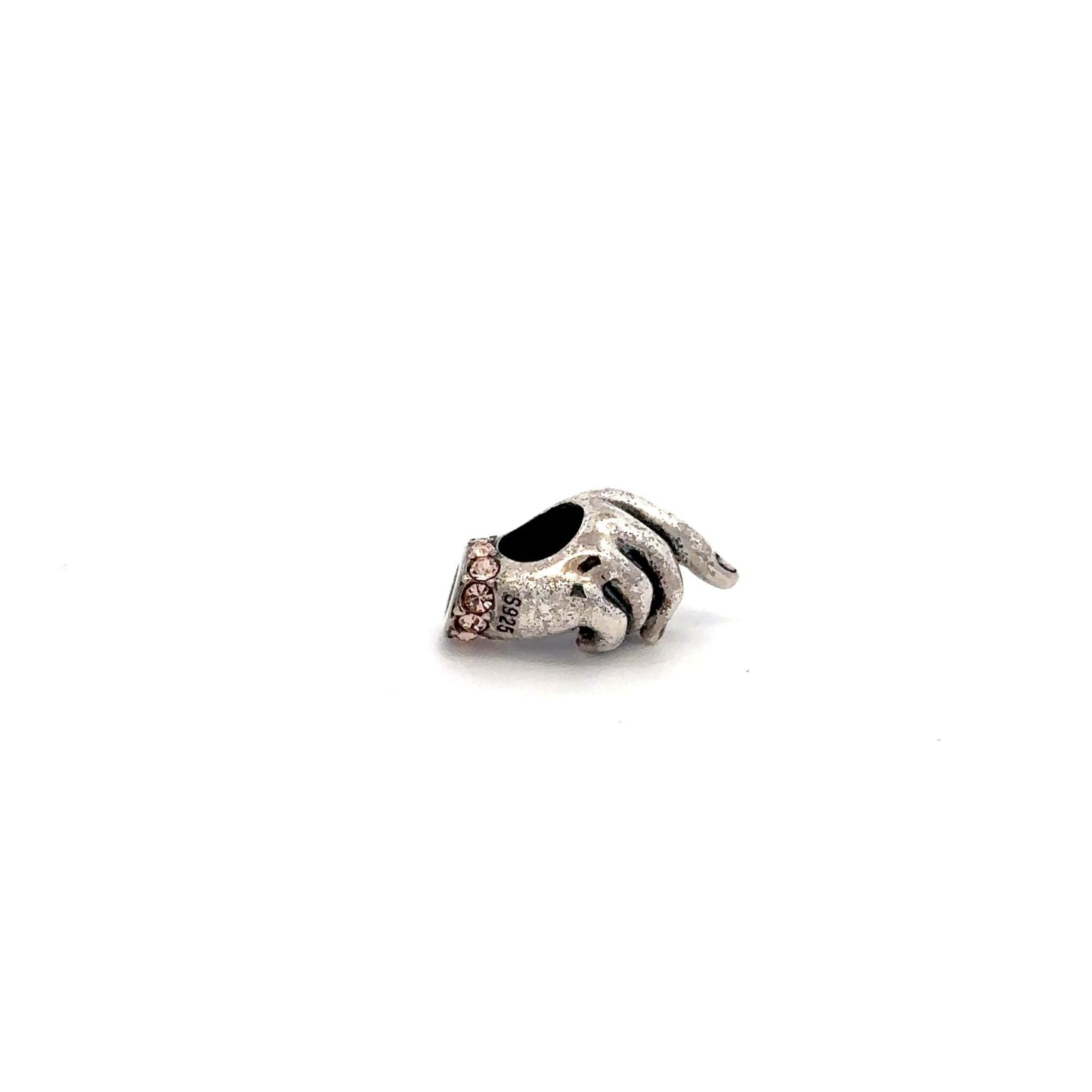925 Sterling Silver Charm Bead Hands Oxidized For Charm Bracelet Necklace - Rafant