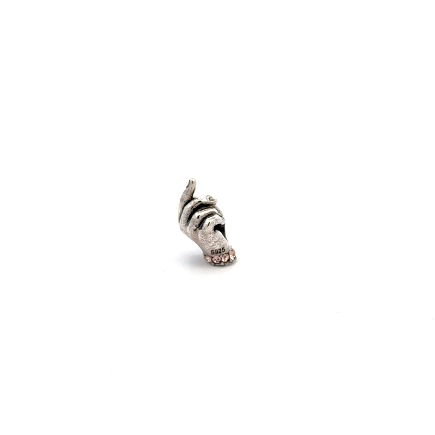 925 Sterling Silver Charm Bead Hands Oxidized For Charm Bracelet Necklace - Rafant