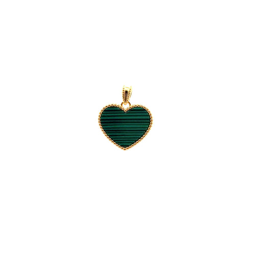 18K Gold Pendant Heart Malachite - Rafant
