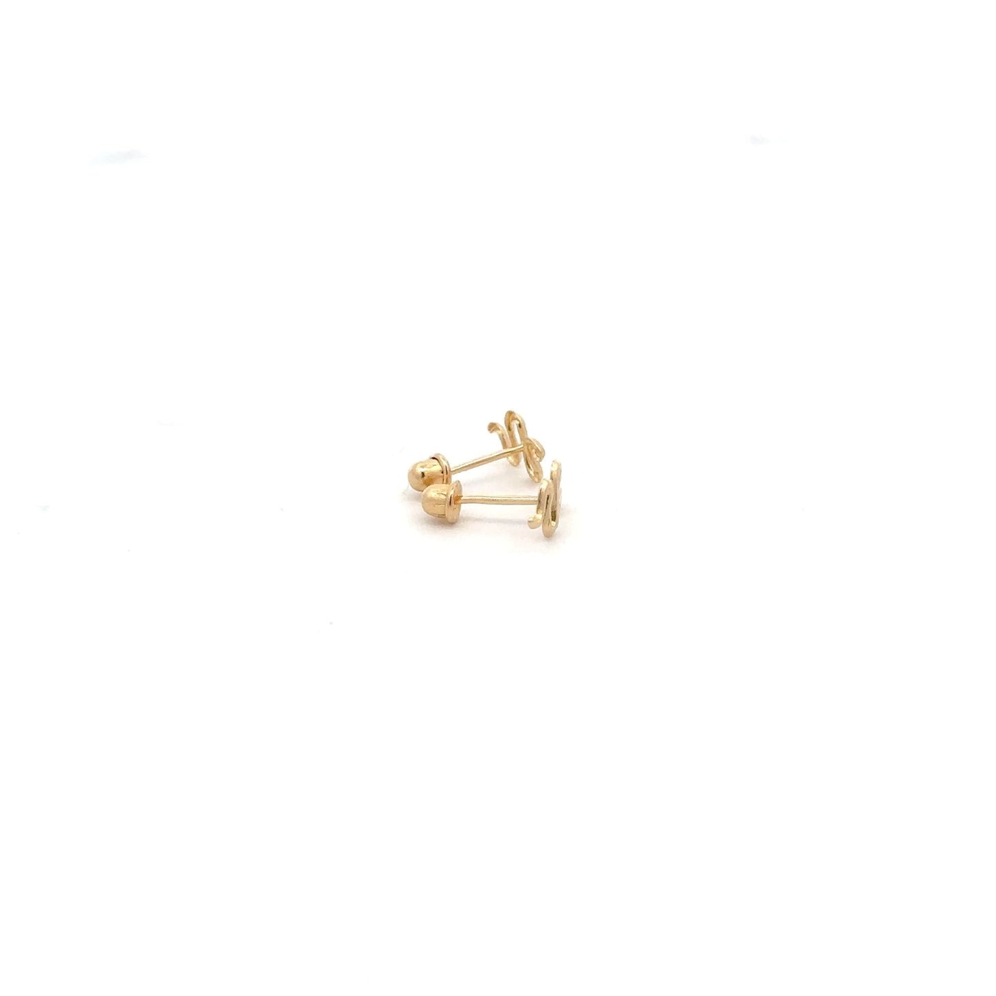 14K Gold Stud Earrings Snake Screw Back Type - Rafant