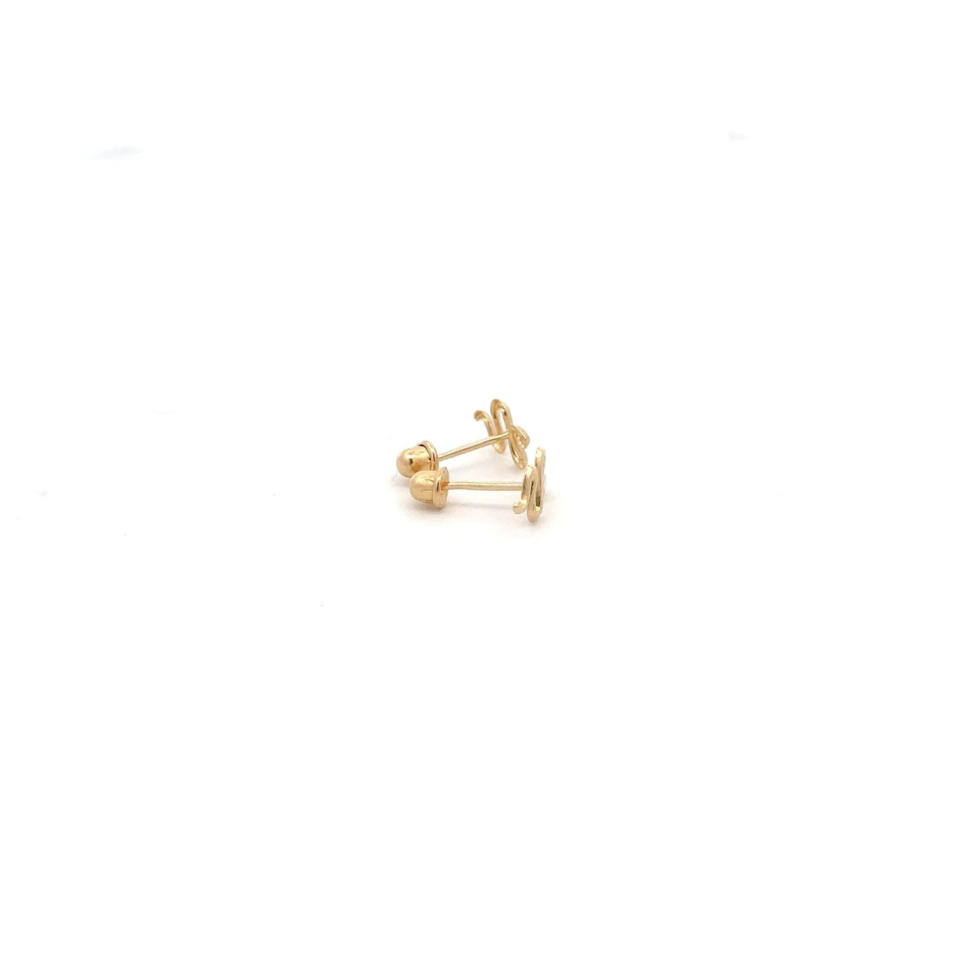 14K Gold Stud Earrings Snake Screw Back Type - Rafant
