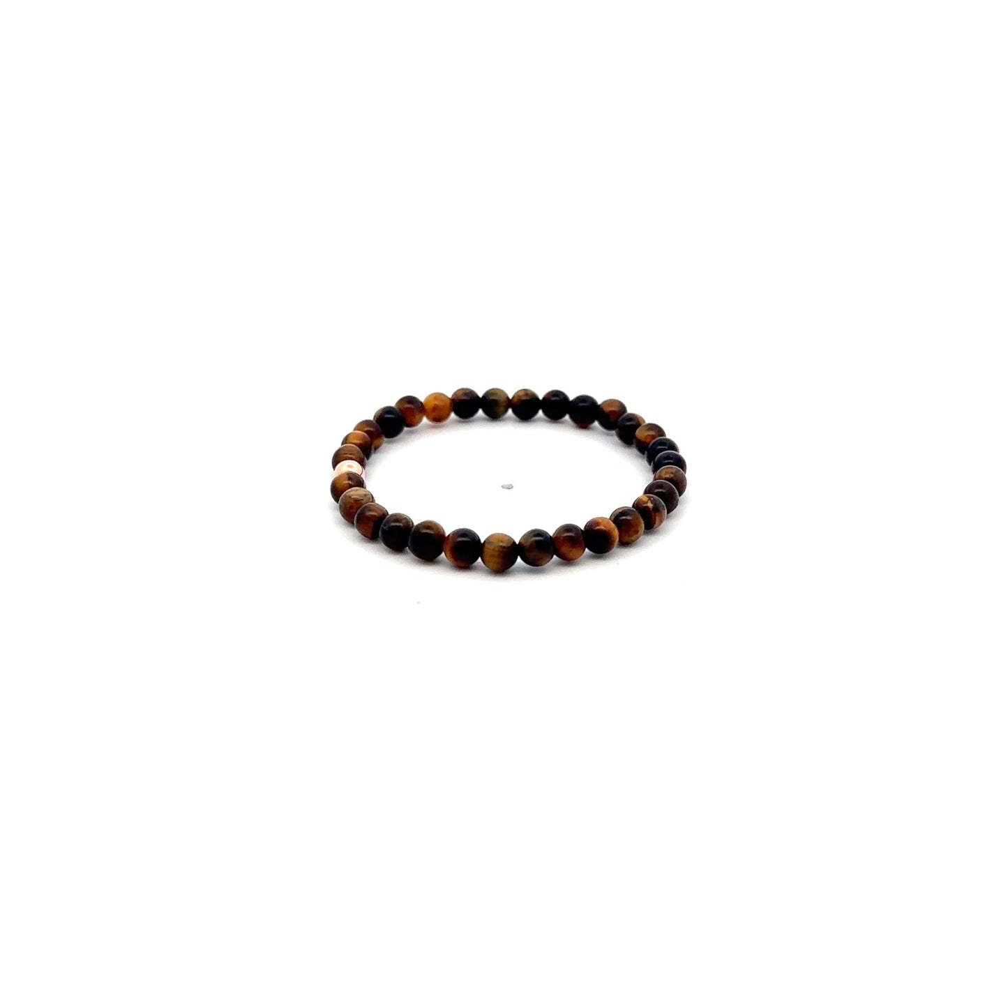 Natural Tiger's Eye Gemstones Mini 4mm 18K Gold Charm Bead - Rafant