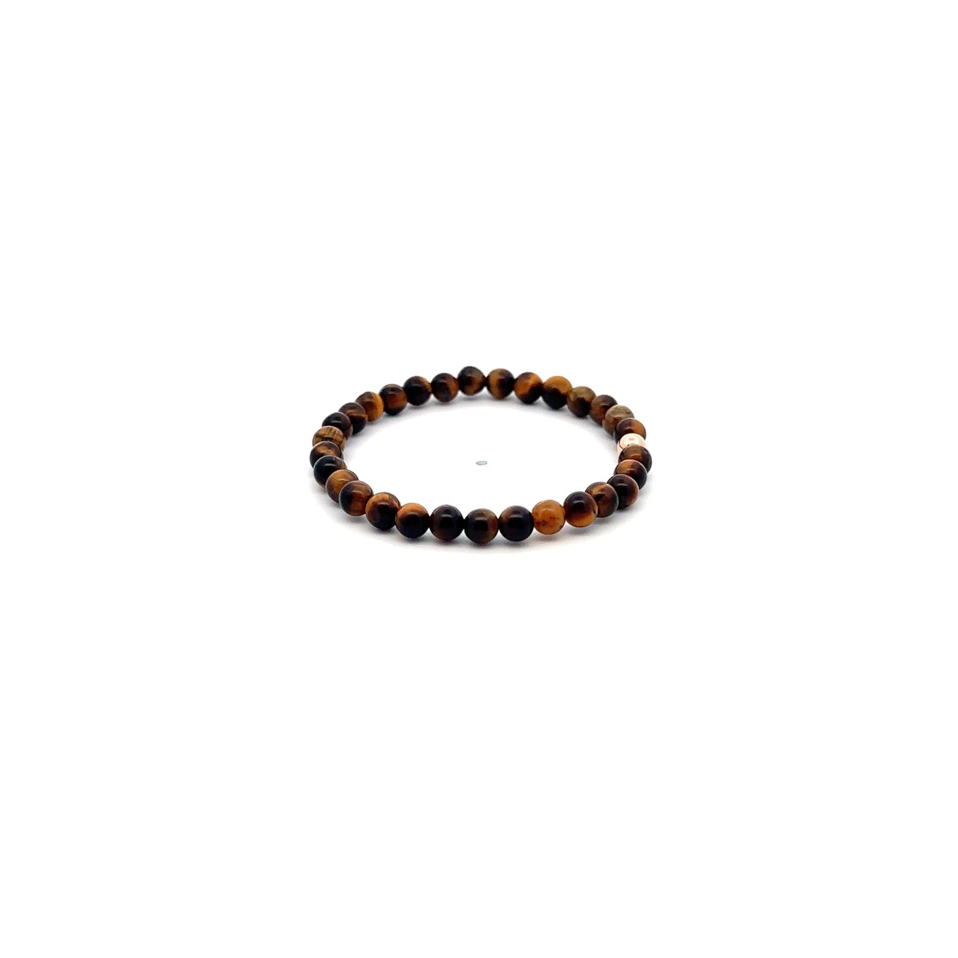 Natural Tiger's Eye Gemstones Mini 4mm 18K Gold Charm Bead - Rafant