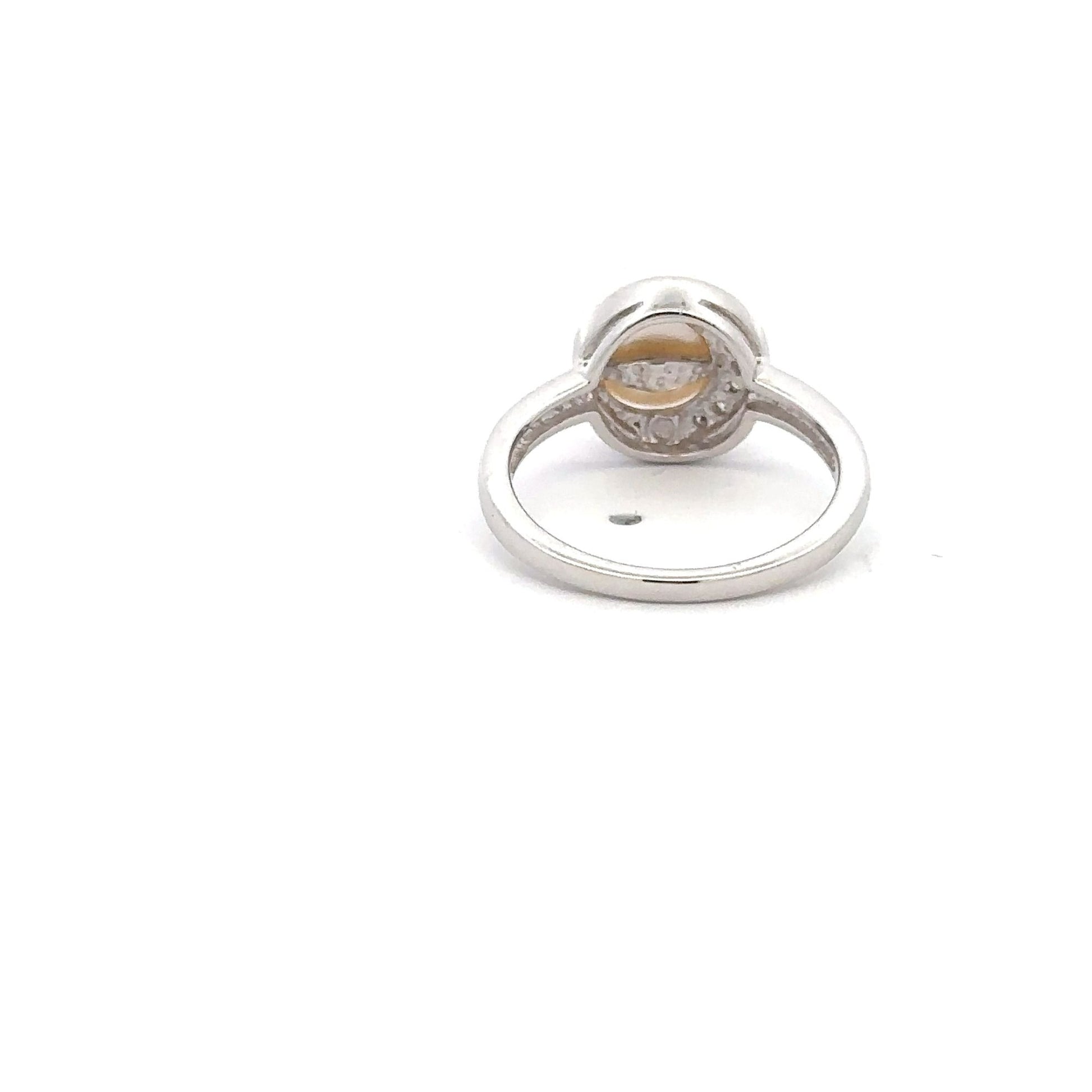 925 Sterling Silver Ring Freshwater Pearl Cubic Zirconia Size 5 - Rafant