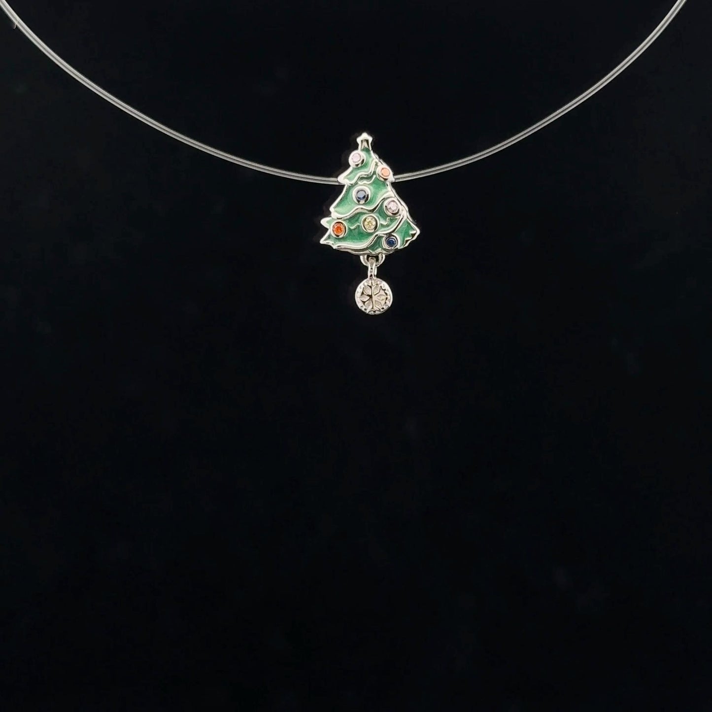 925 Sterling Silver Charm Bead Christmas Tree Green - Rafant