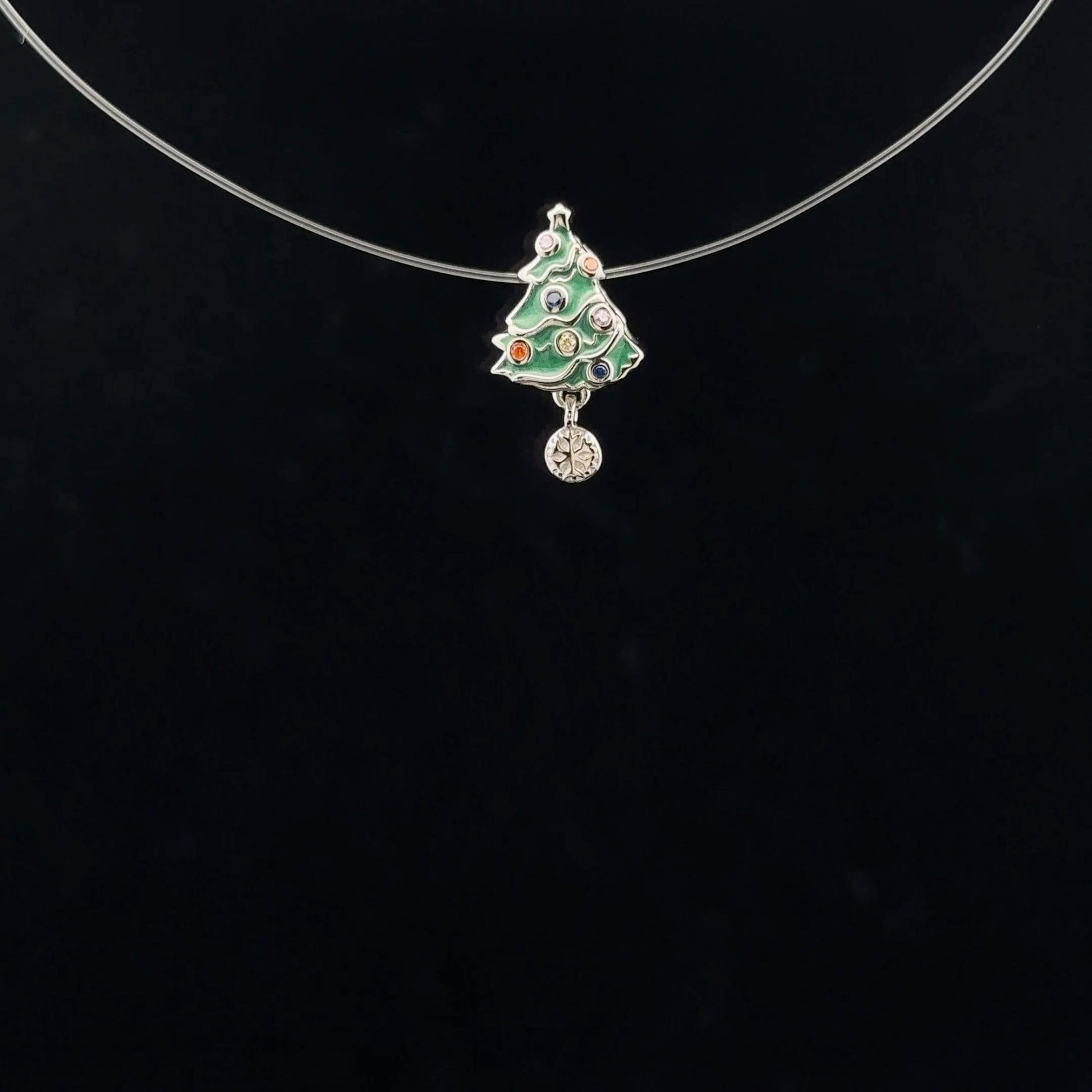 925 Sterling Silver Charm Bead Christmas Tree Green - Rafant