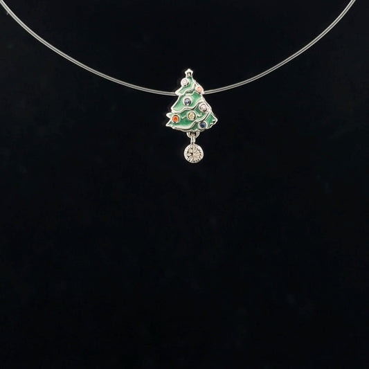925 Sterling Silver Charm Bead Christmas Tree Green - Rafant
