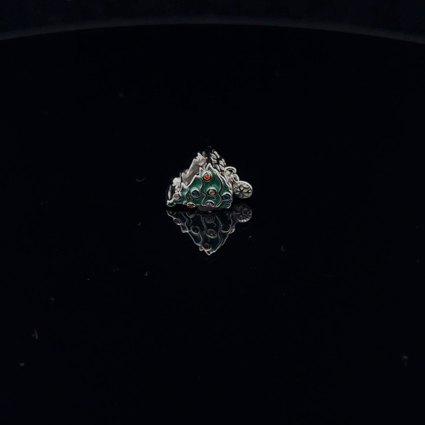 925 Sterling Silver Charm Bead Christmas Tree Green - Rafant