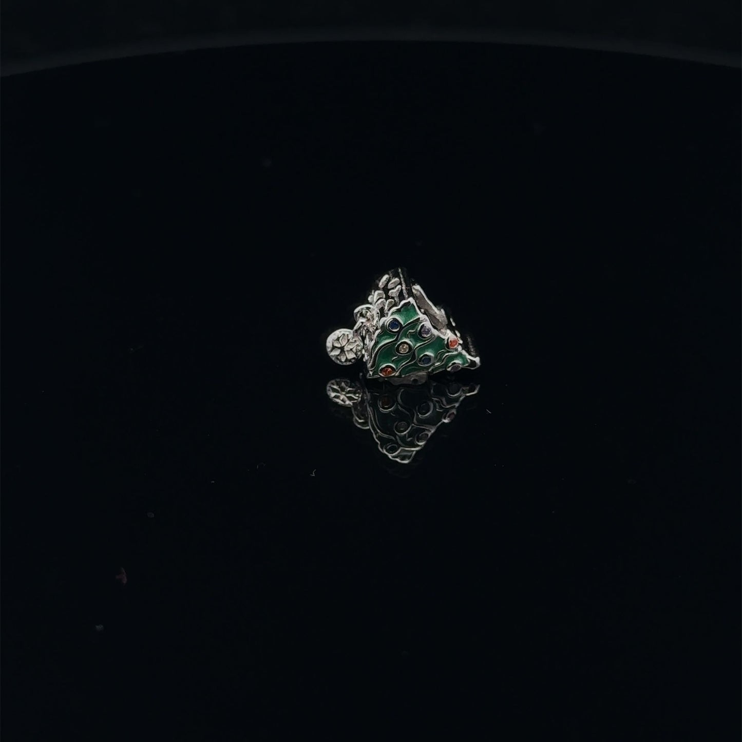 925 Sterling Silver Charm Bead Christmas Tree Green - Rafant