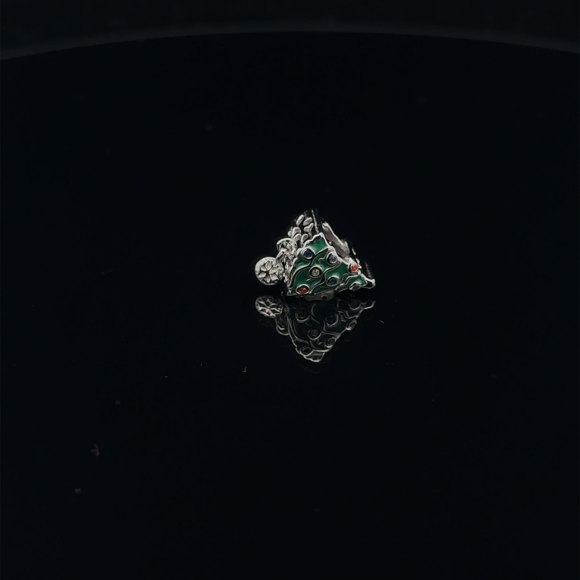 925 Sterling Silver Charm Bead Christmas Tree Green - Rafant