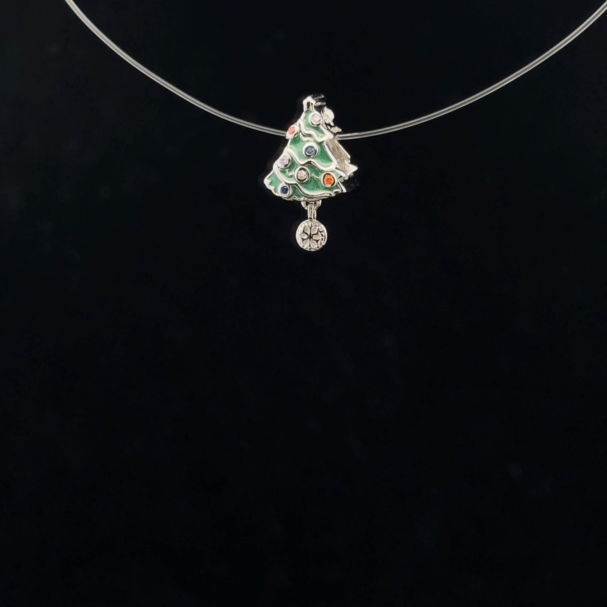 925 Sterling Silver Charm Bead Christmas Tree Green - Rafant