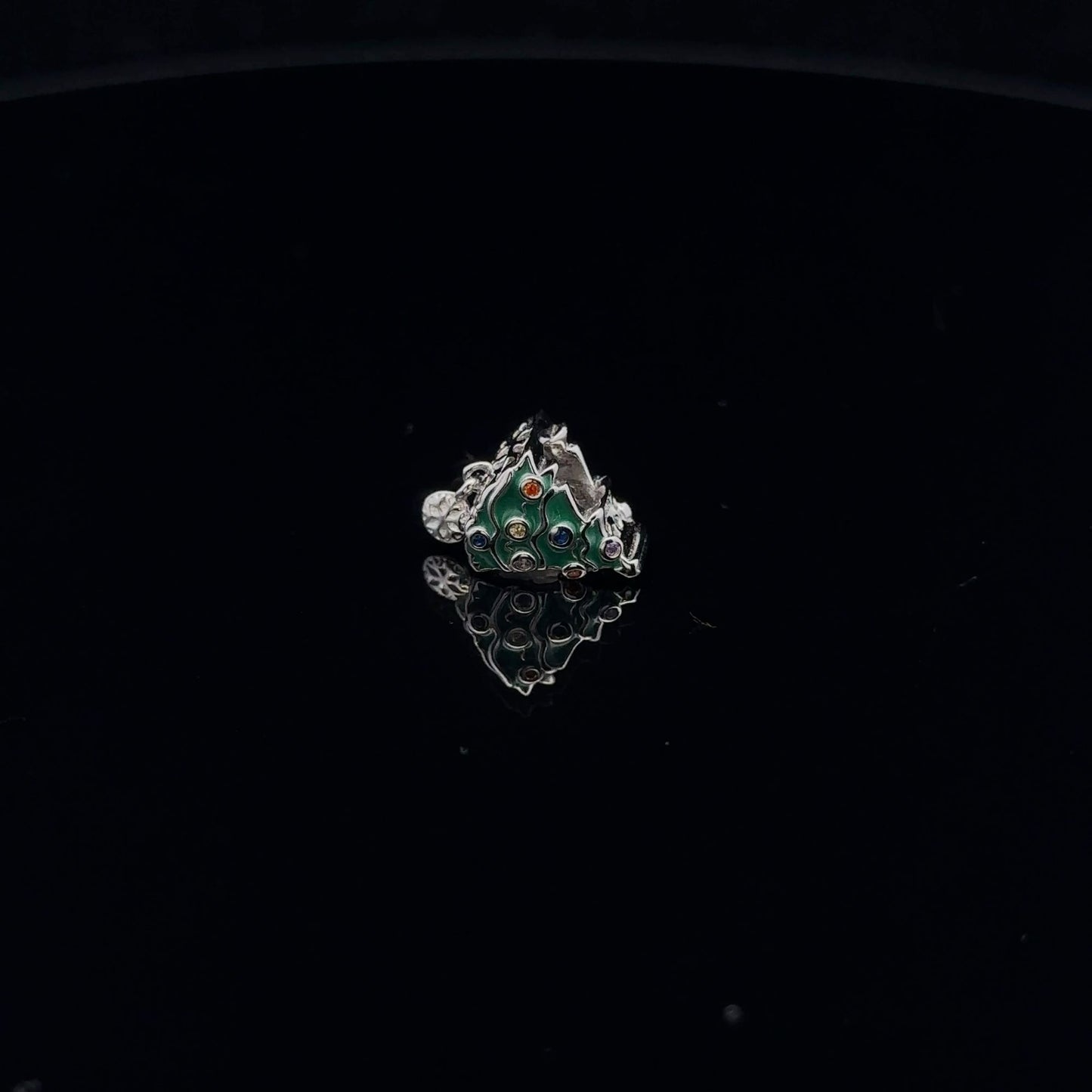 925 Sterling Silver Charm Bead Christmas Tree Green - Rafant