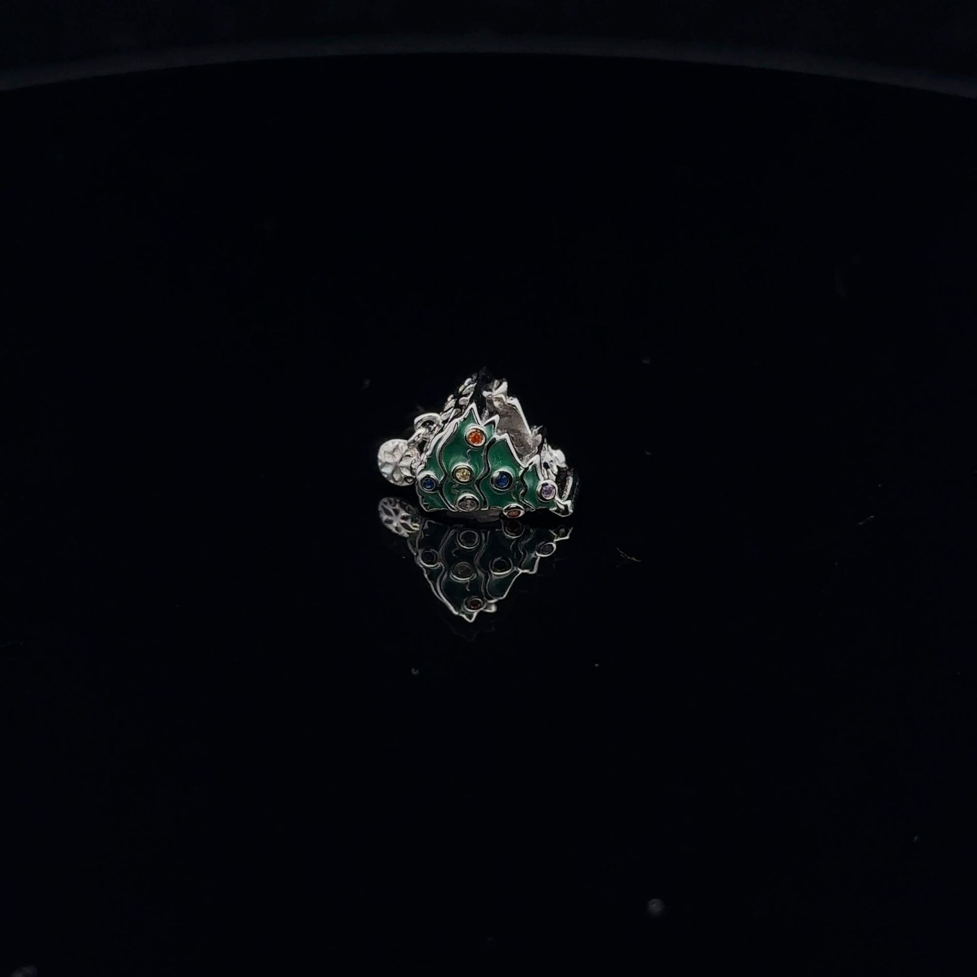 925 Sterling Silver Charm Bead Christmas Tree Green - Rafant