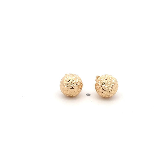 18K Gold Earrings Stud Balls Textured - Rafant