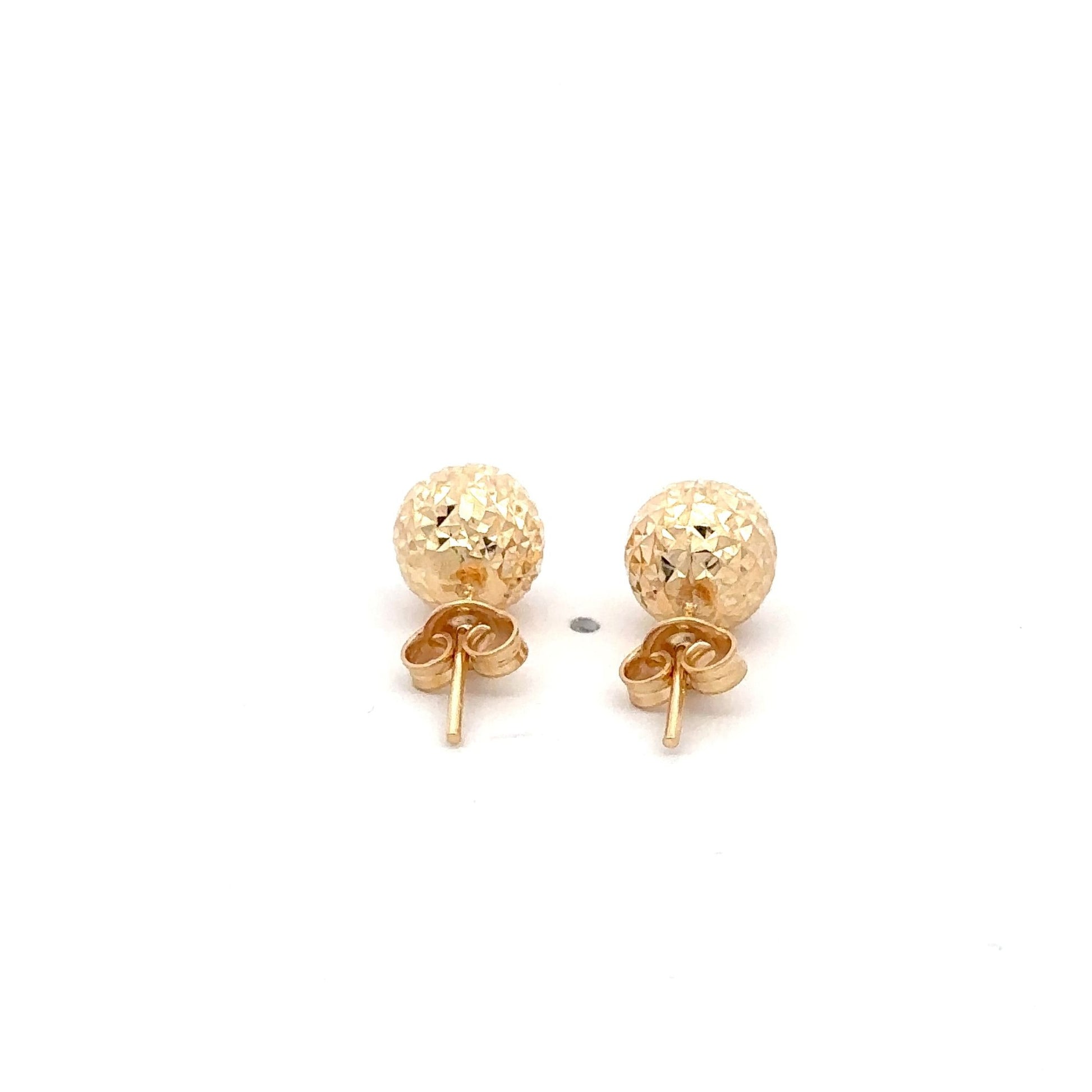 18K Gold Earrings Stud Balls Textured - Rafant