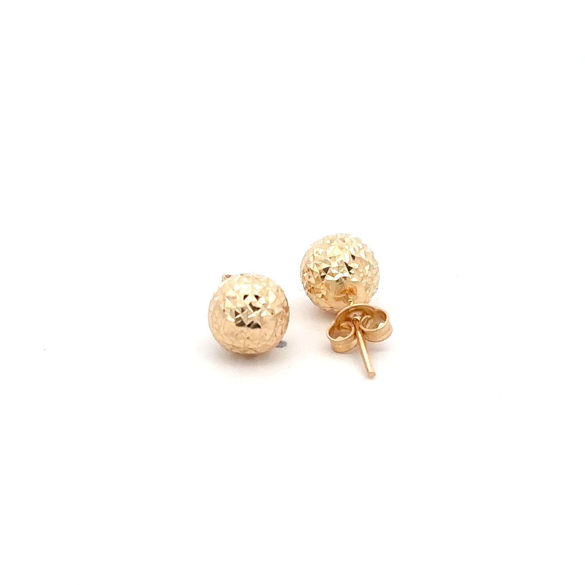 18K Gold Earrings Stud Balls Textured - Rafant