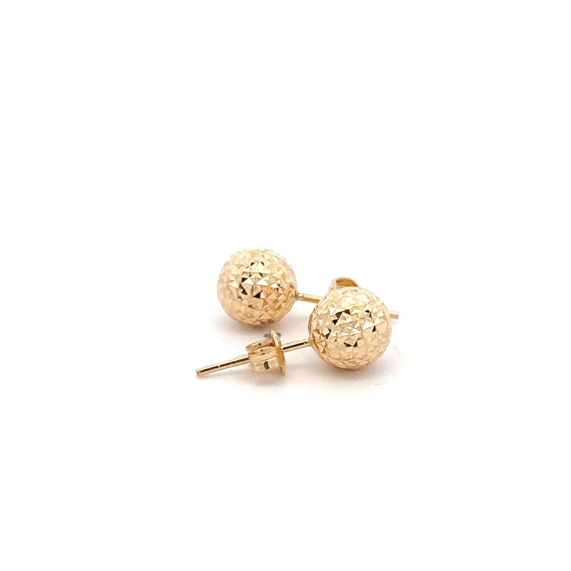 18K Gold Earrings Stud Balls Textured - Rafant