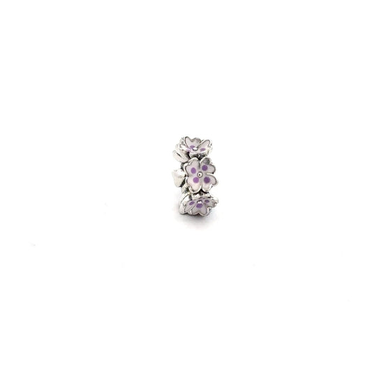 925 Sterling Silver Charm Bead Flower Purple - Rafant