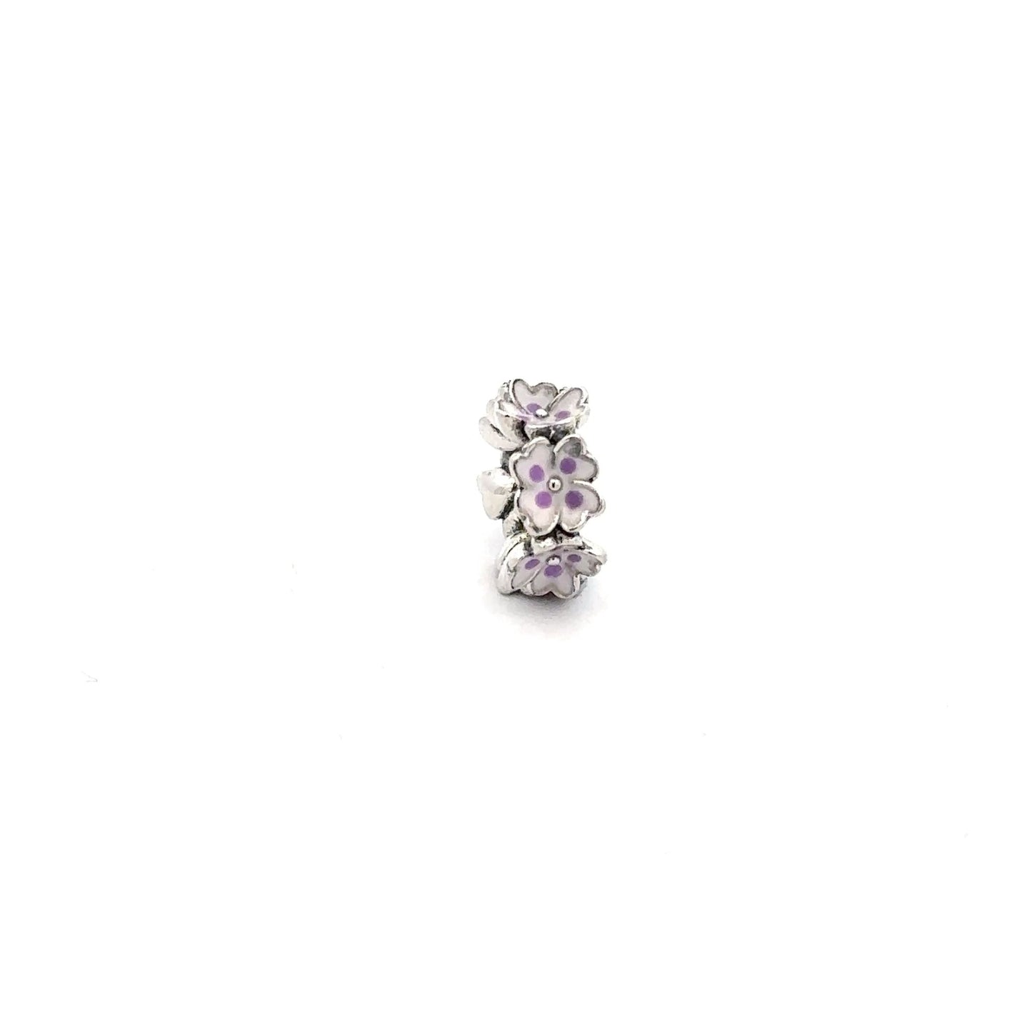 925 Sterling Silver Charm Bead Flower Purple - Rafant