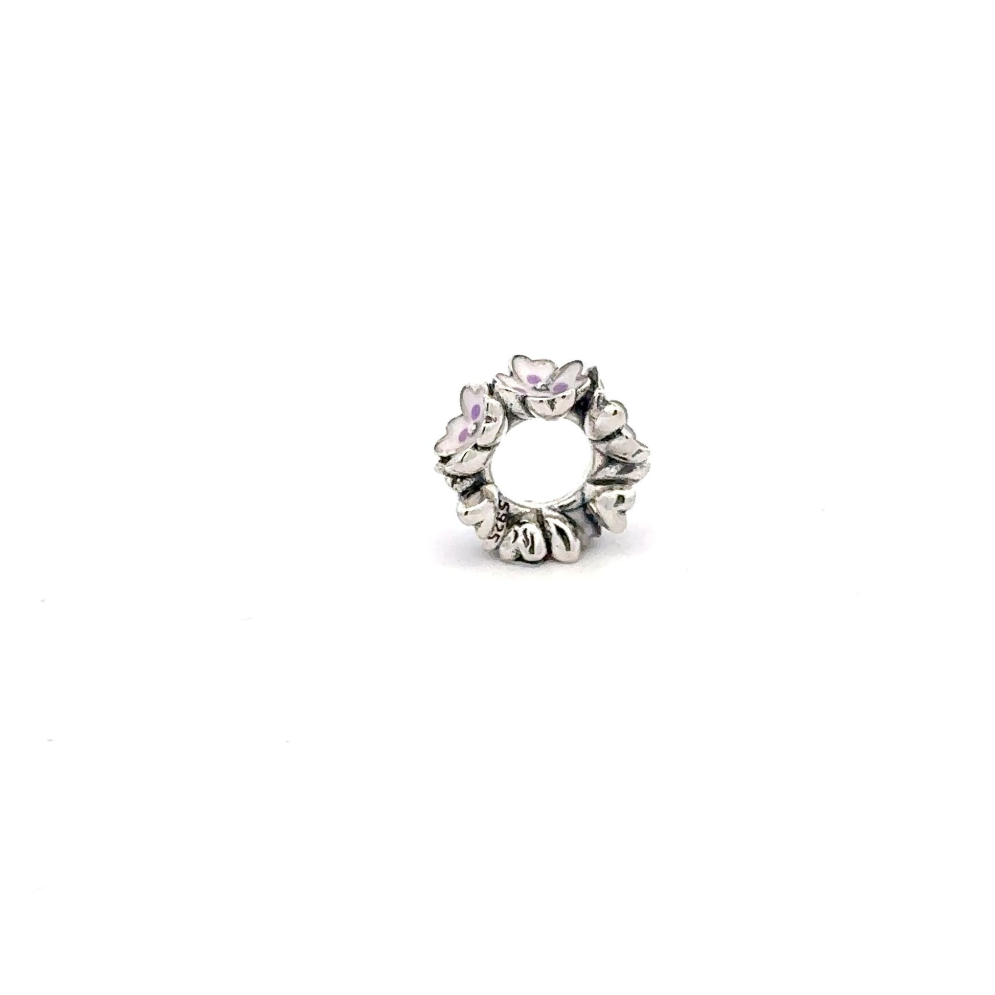 925 Sterling Silver Charm Bead Flower Purple - Rafant