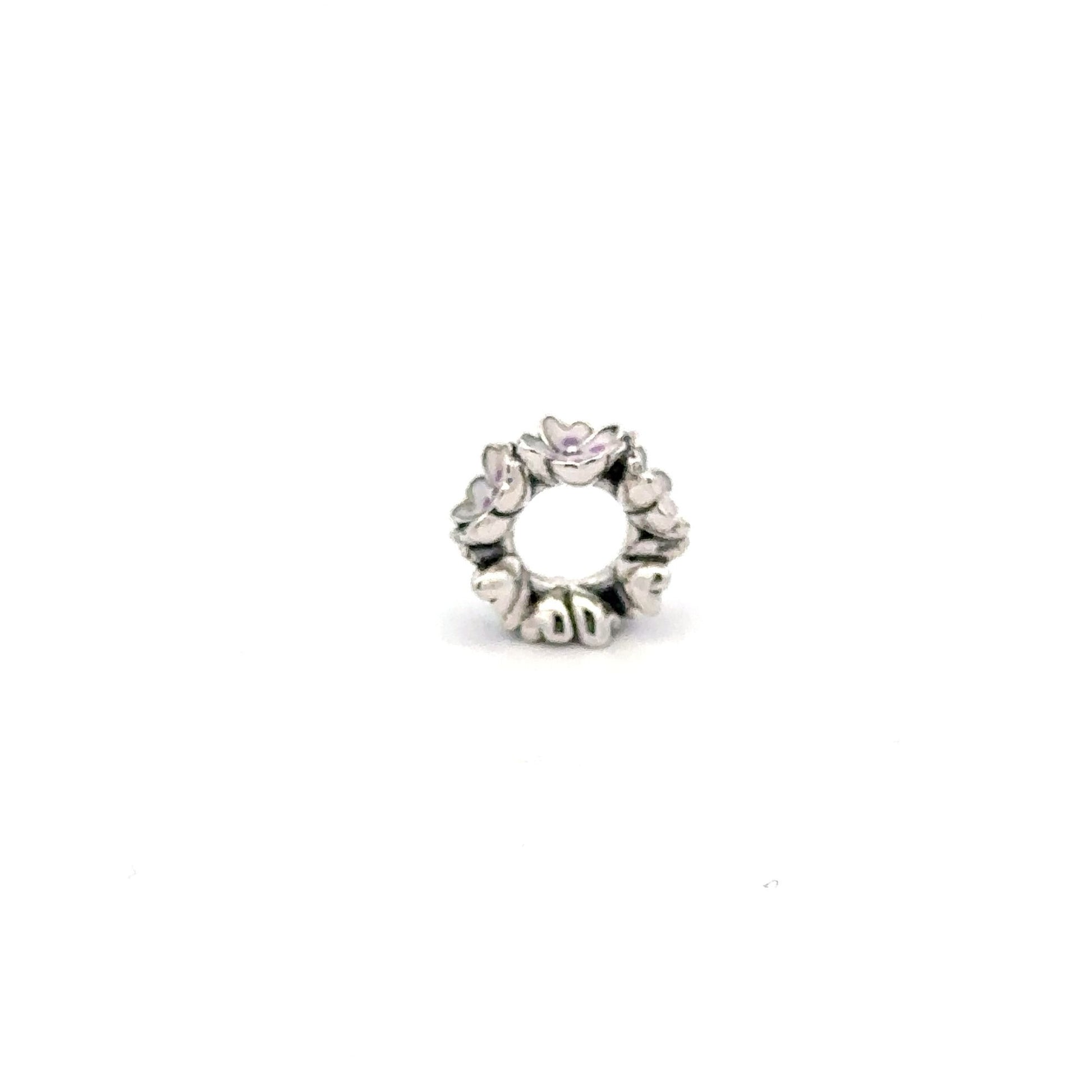 925 Sterling Silver Charm Bead Flower Purple - Rafant