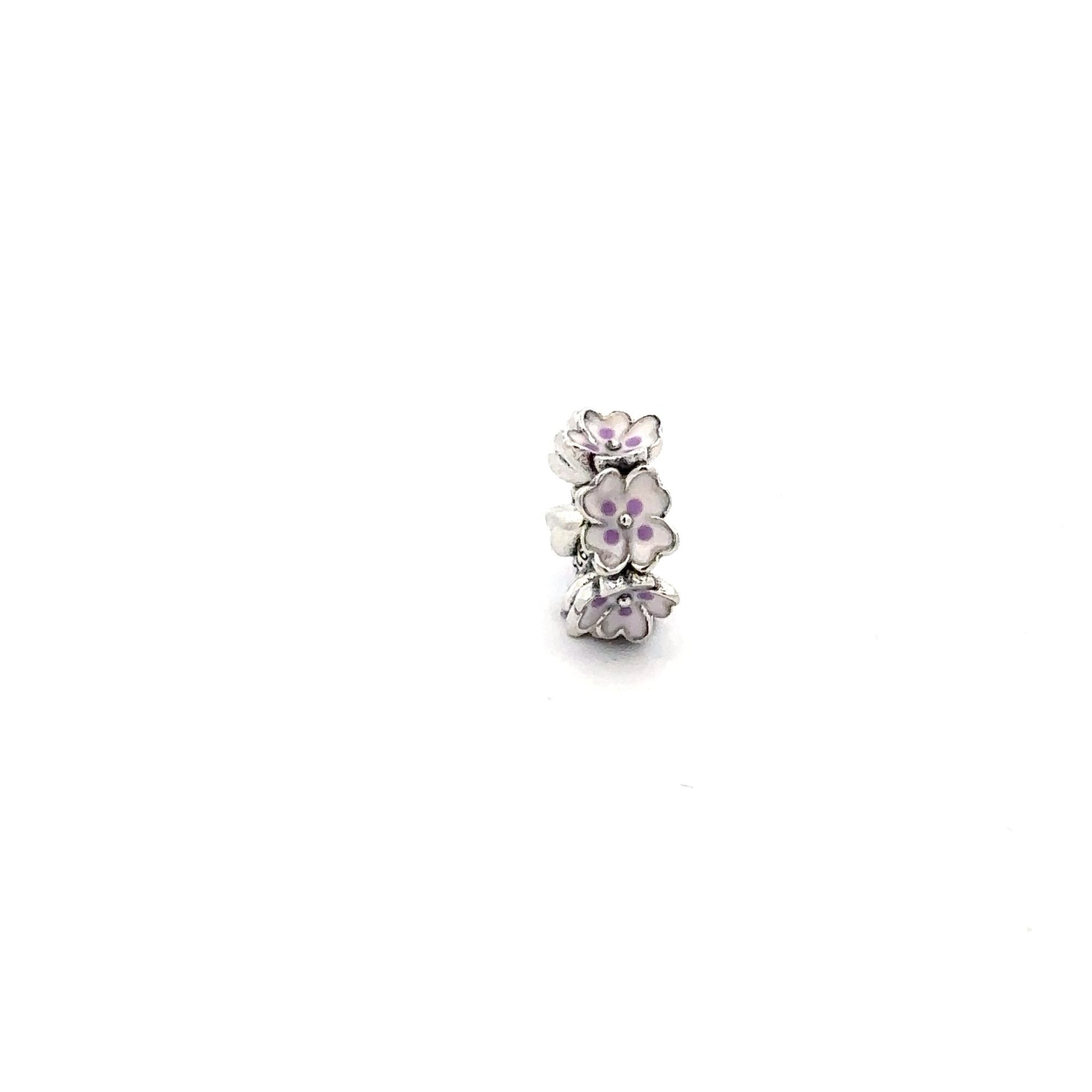 925 Sterling Silver Charm Bead Flower Purple - Rafant