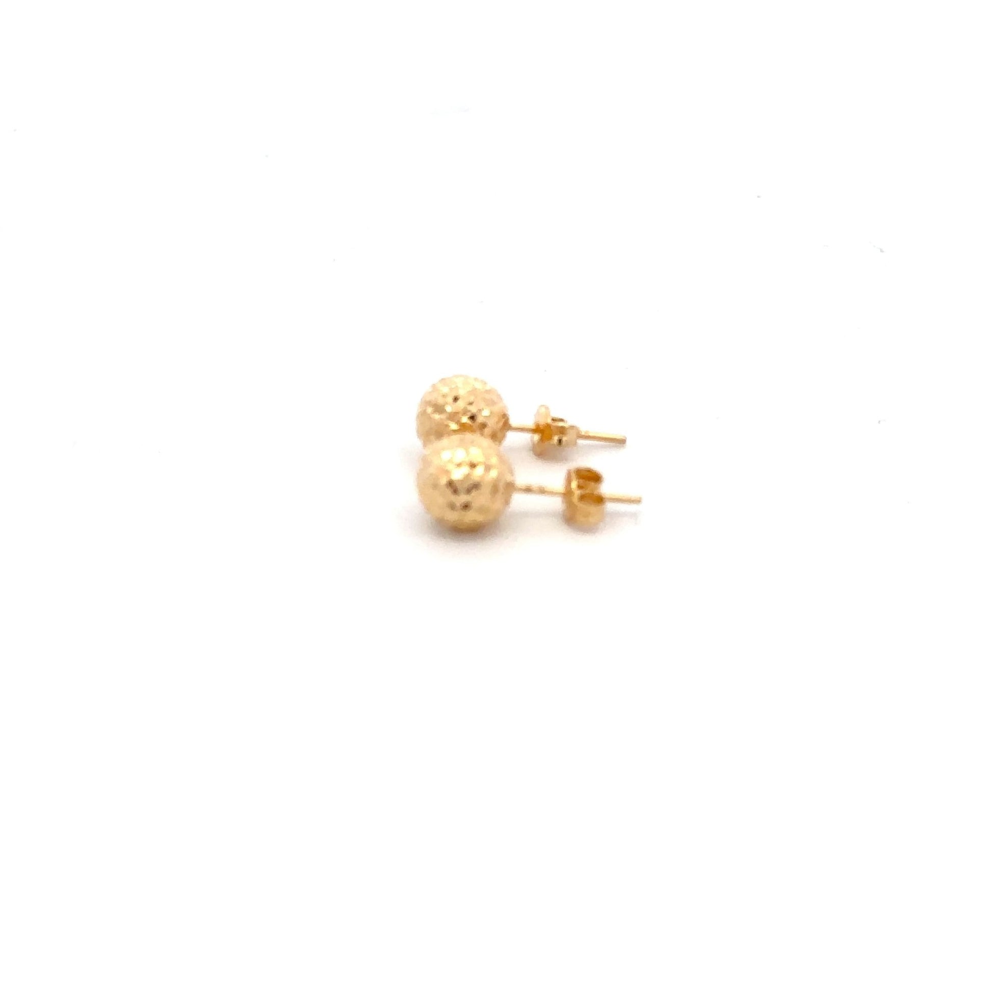 18K Yellow Gold Stud Ball Earrings - Rafant