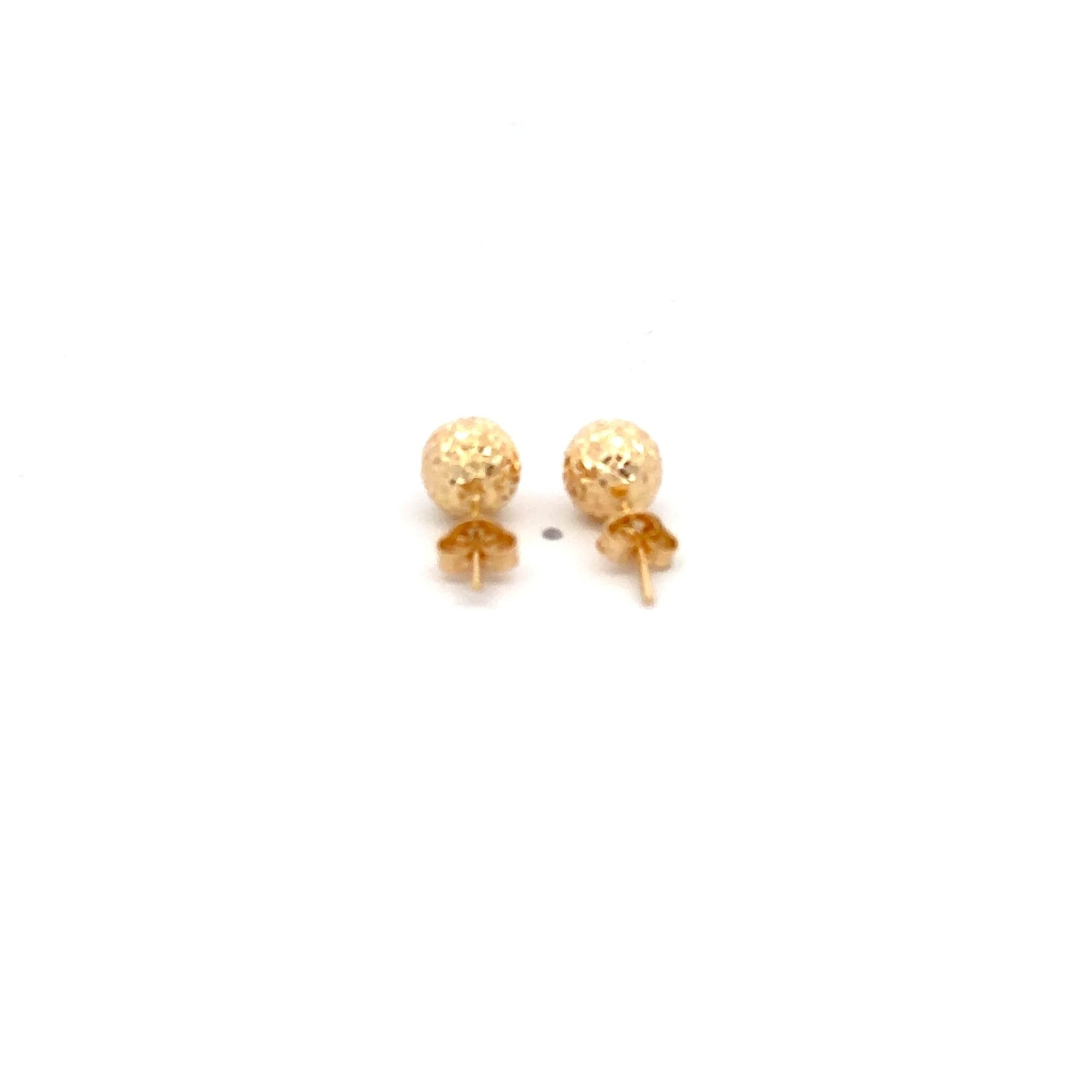 18K Yellow Gold Stud Ball Earrings - Rafant