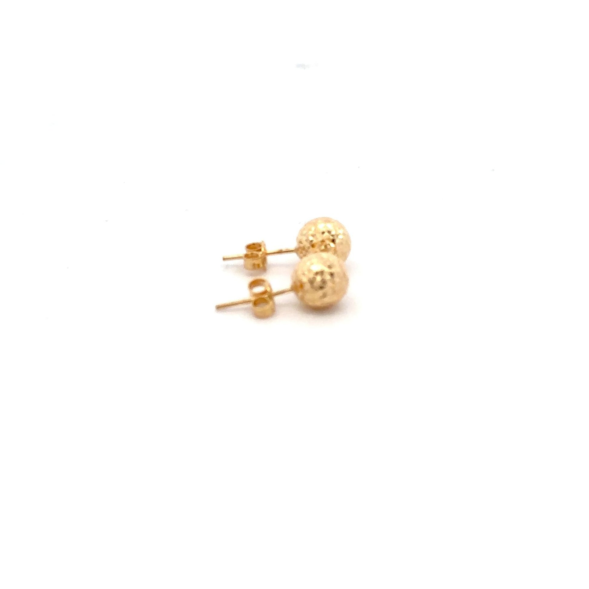 18K Yellow Gold Stud Ball Earrings - Rafant