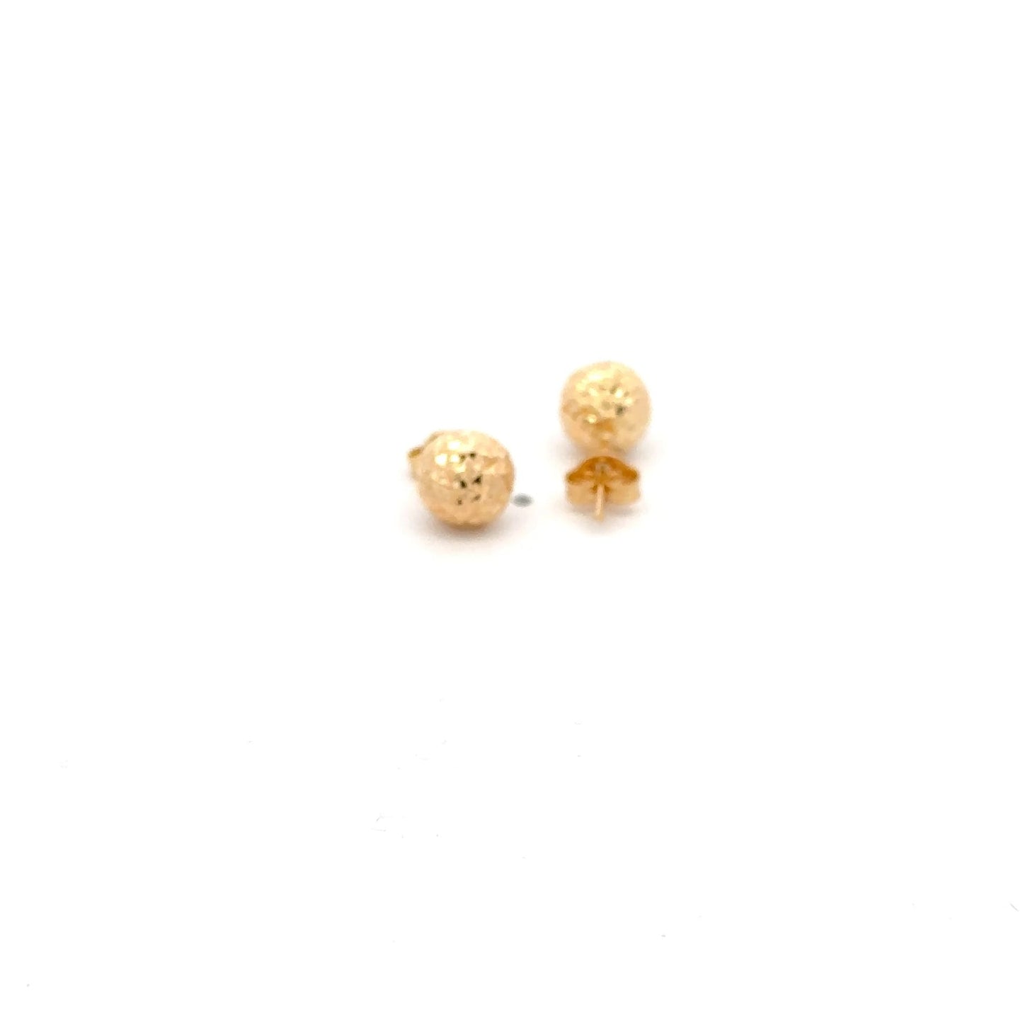 18K Yellow Gold Stud Ball Earrings - Rafant