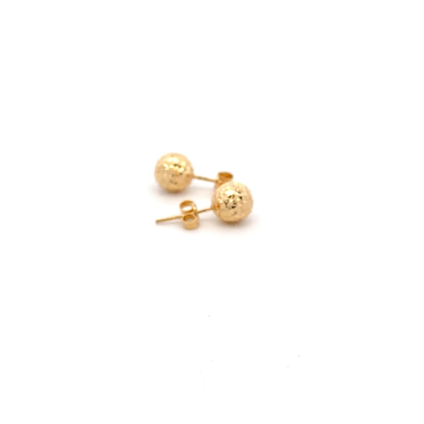 18K Yellow Gold Stud Ball Earrings - Rafant